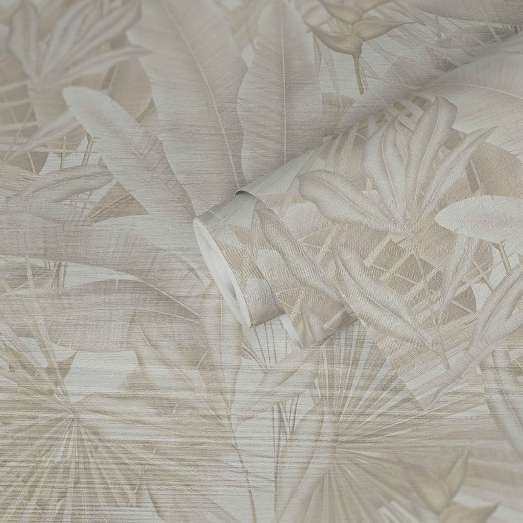 Hochwertige Vliestapete Beige Dschungel