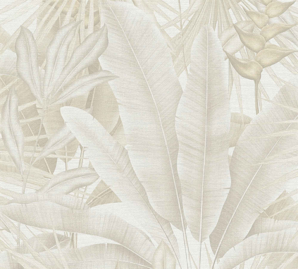 Hochwertige Vliestapete Beige Dschungel