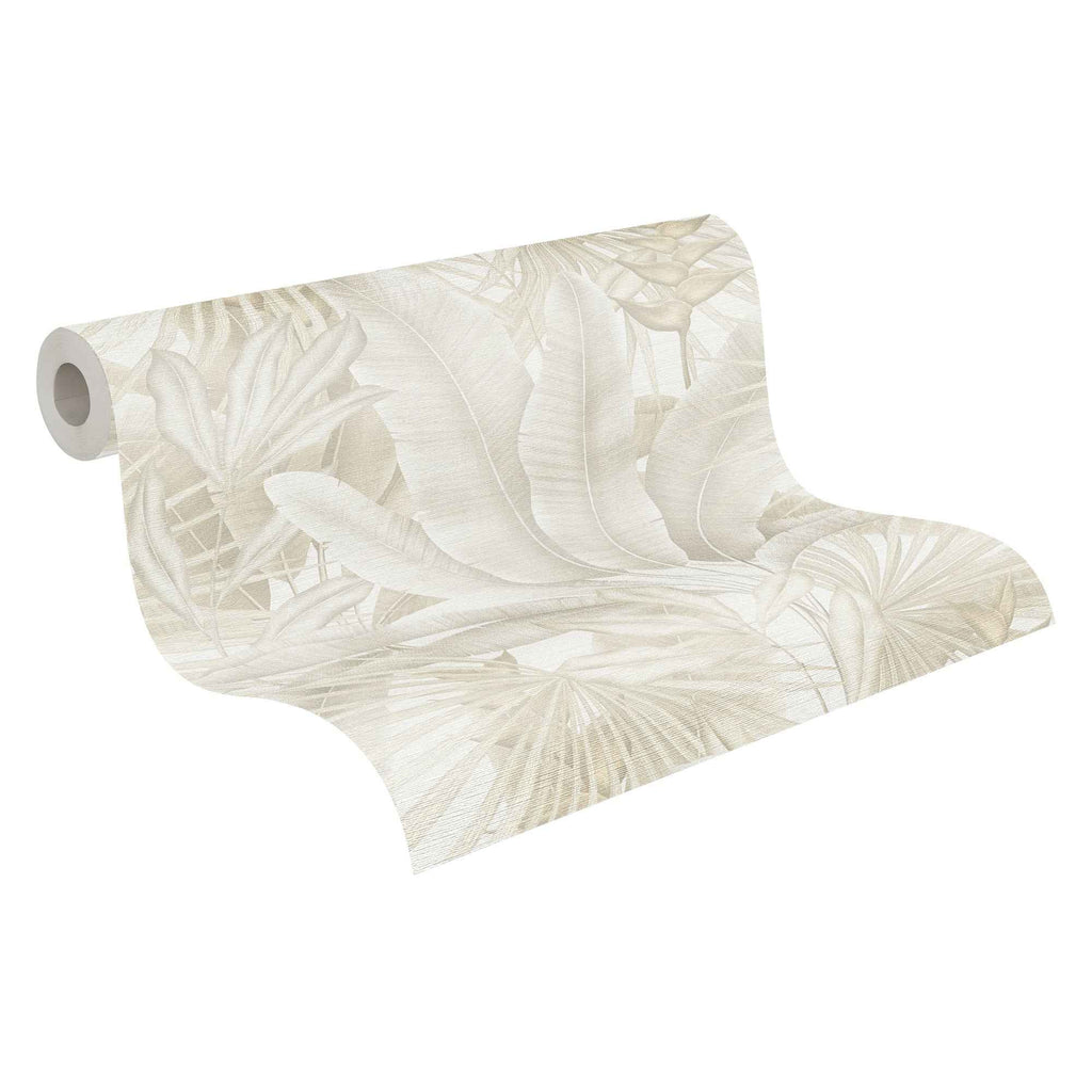 Hochwertige Vliestapete Beige Dschungel