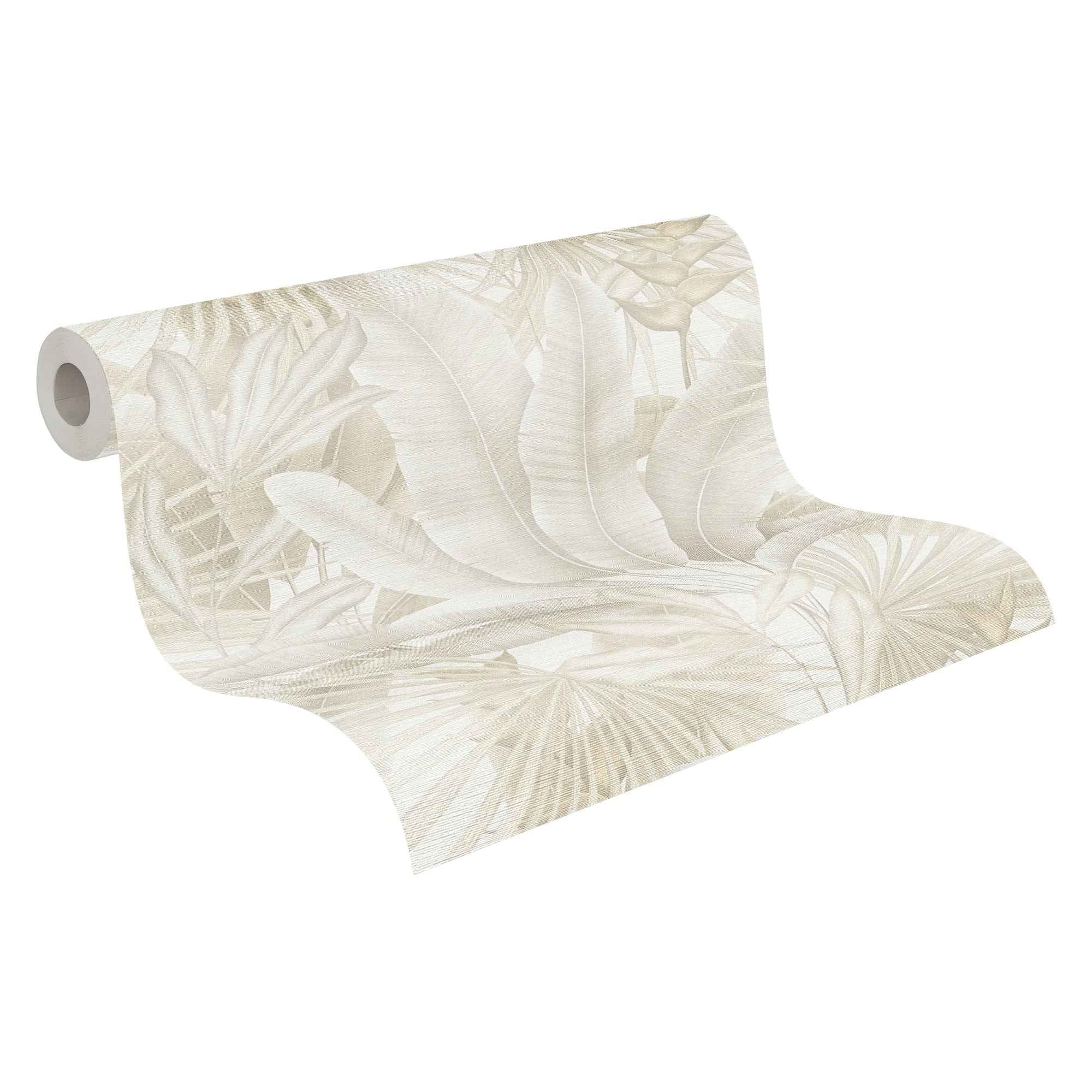 Hochwertige Vliestapete Beige Dschungel