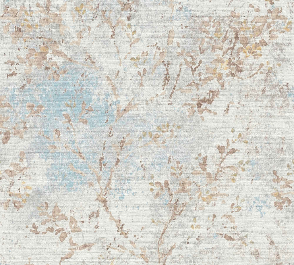 Hochwertige Vliestapete Blau Floral