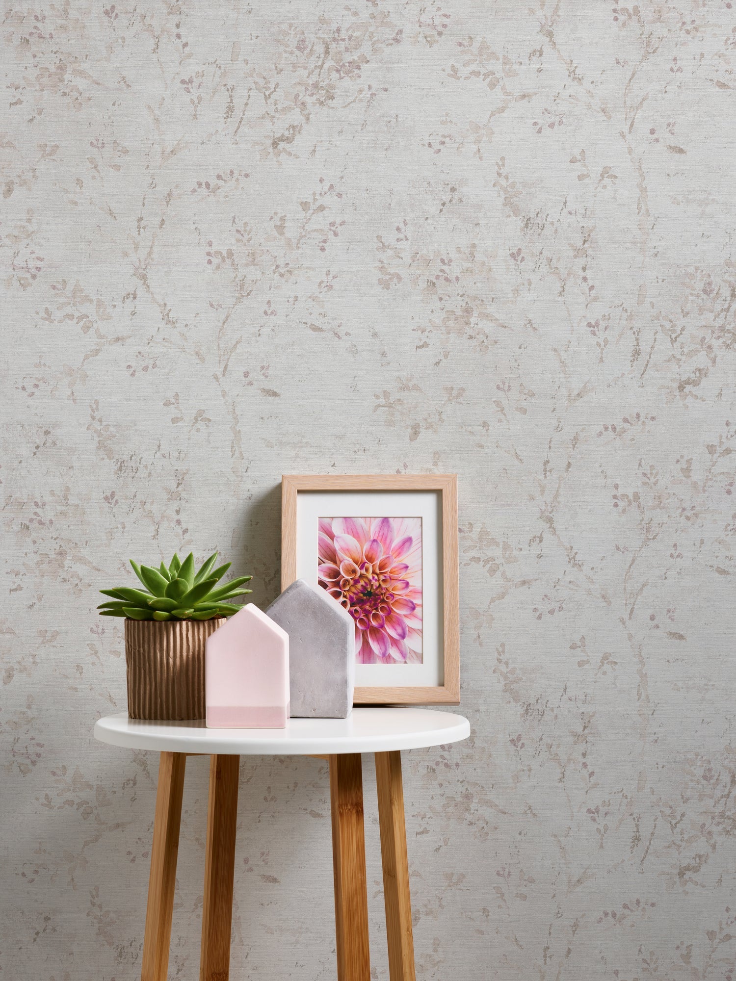 Hochwertige Vliestapete Grau Floral