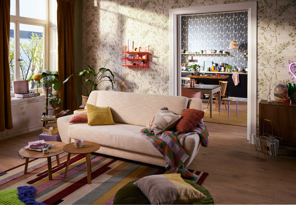 Hochwertige Vliestapete Beige Floral