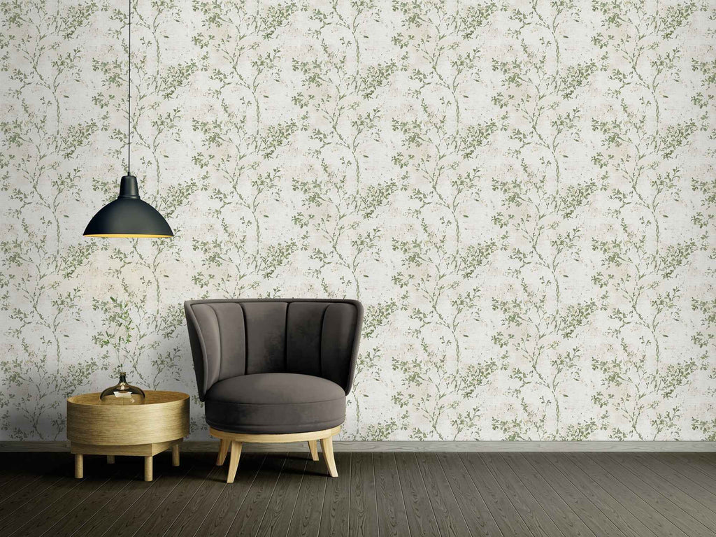 Hochwertige Vliestapete Beige Floral
