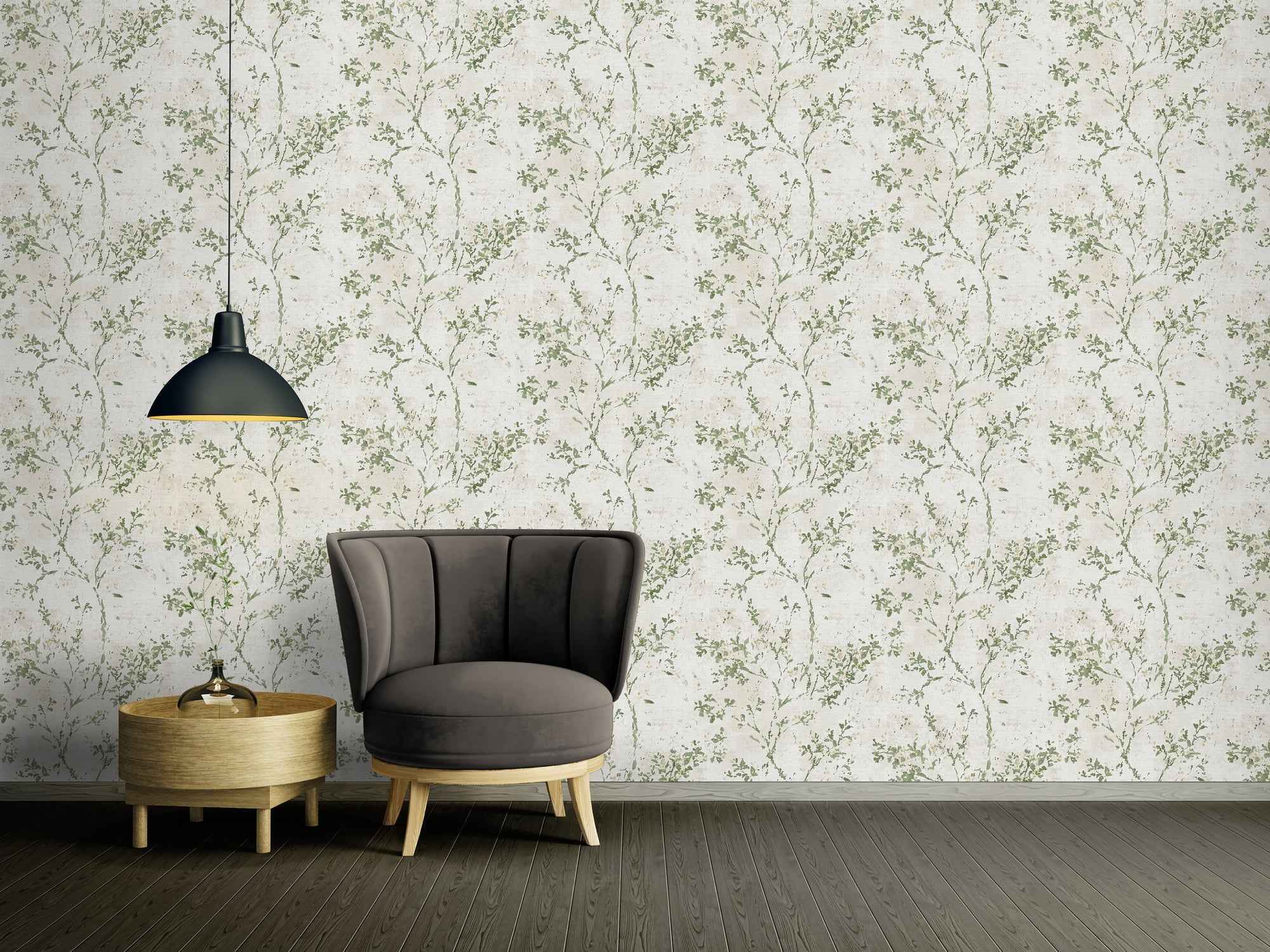 Hochwertige Vliestapete Beige Floral