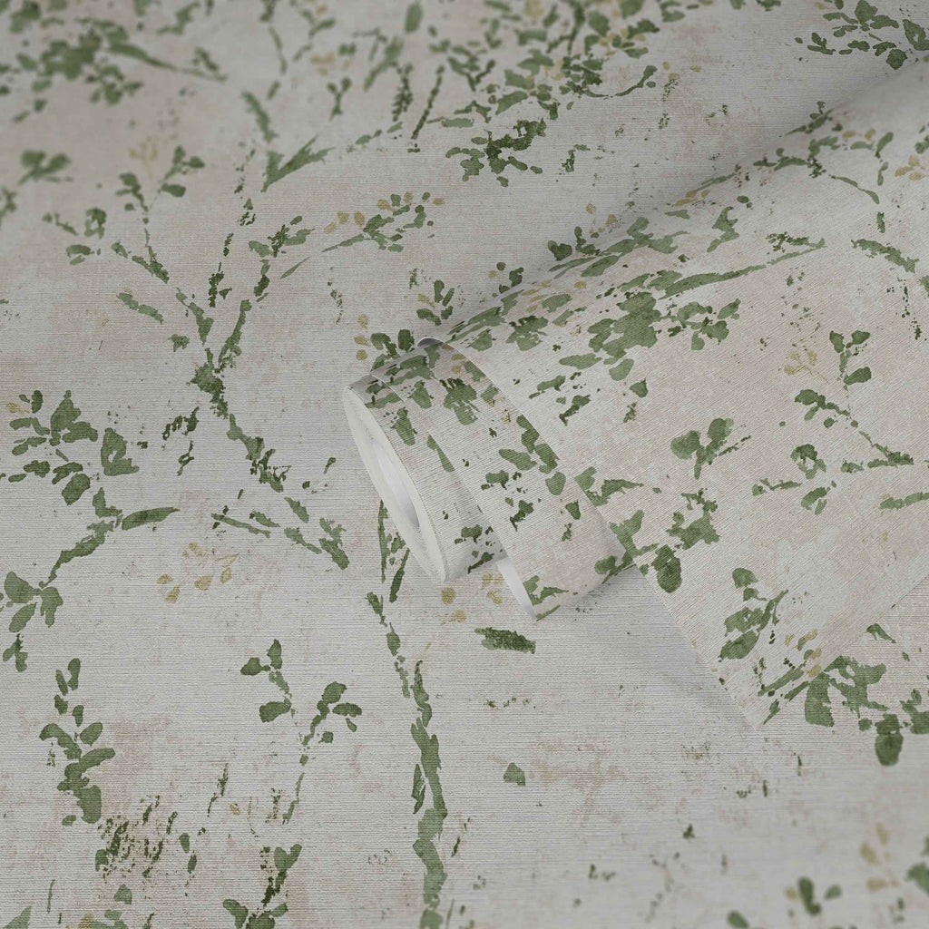 Hochwertige Vliestapete Beige Floral