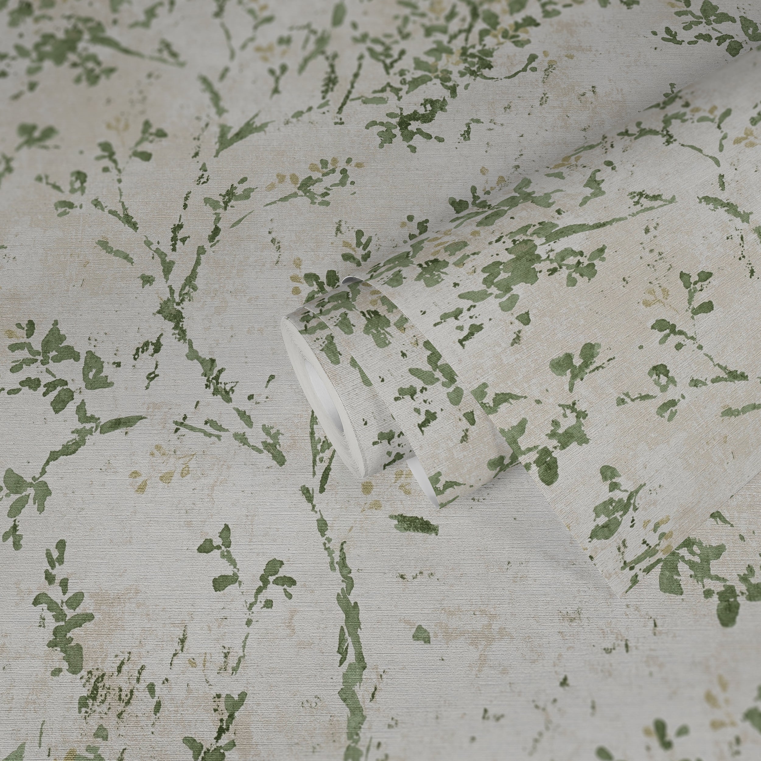 Hochwertige Vliestapete Beige Floral