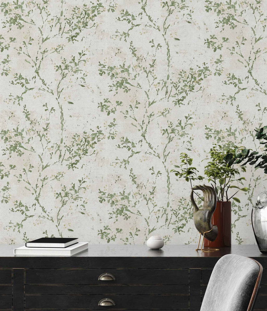 Hochwertige Vliestapete Beige Floral