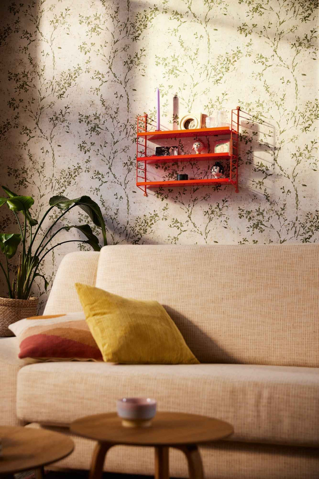 Hochwertige Vliestapete Beige Floral