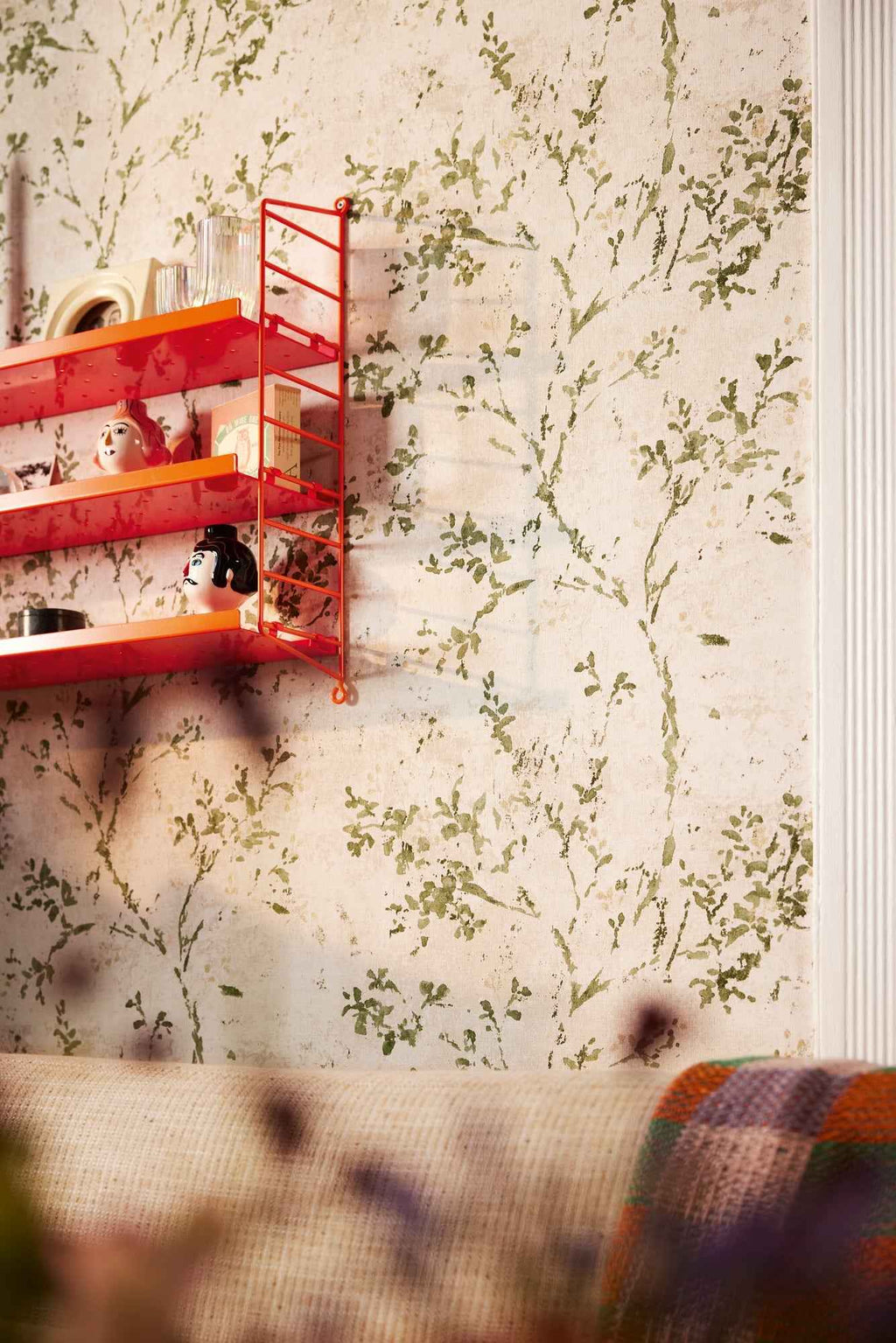 Hochwertige Vliestapete Beige Floral