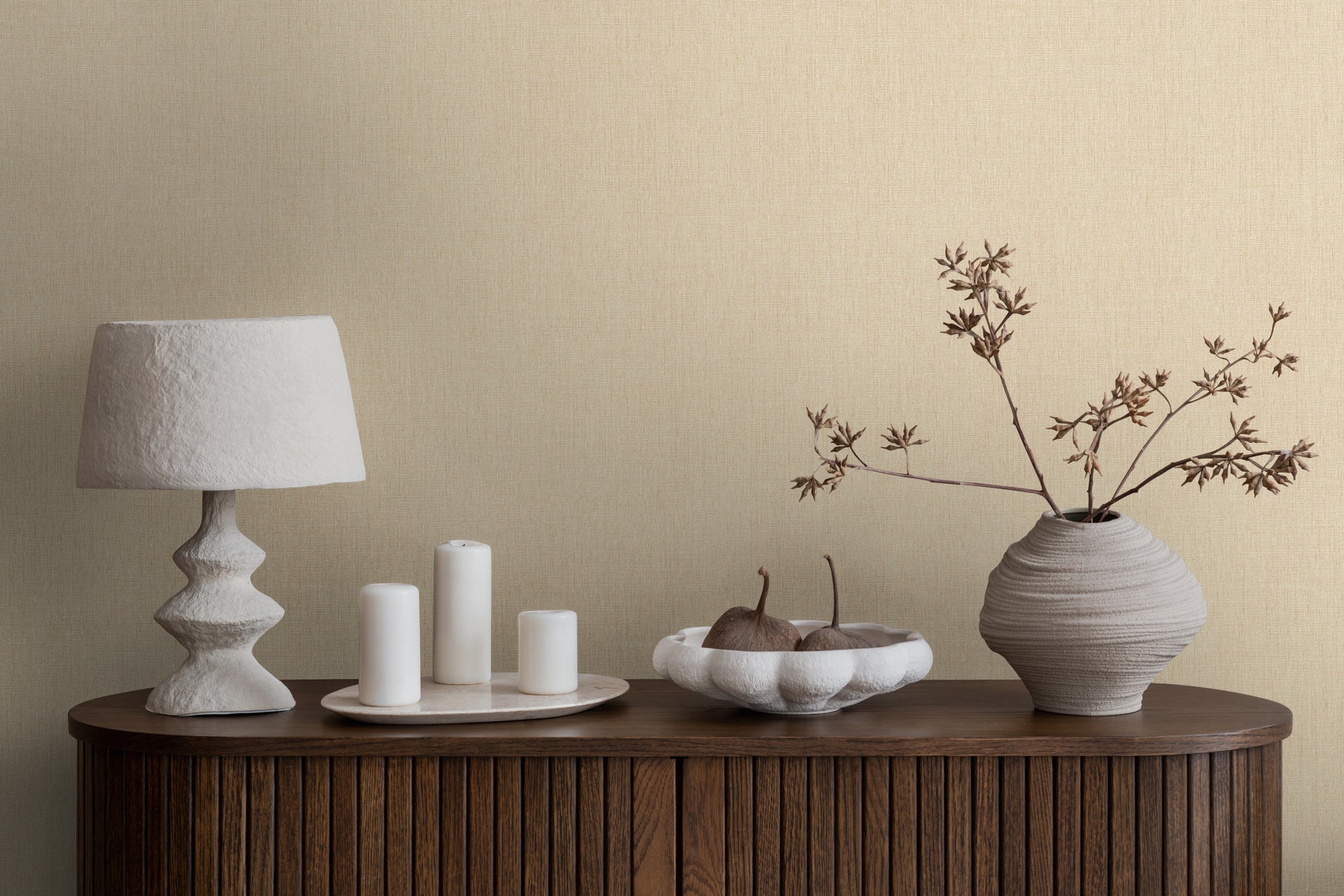Hochwertige Vliestapete Beige Unitapete