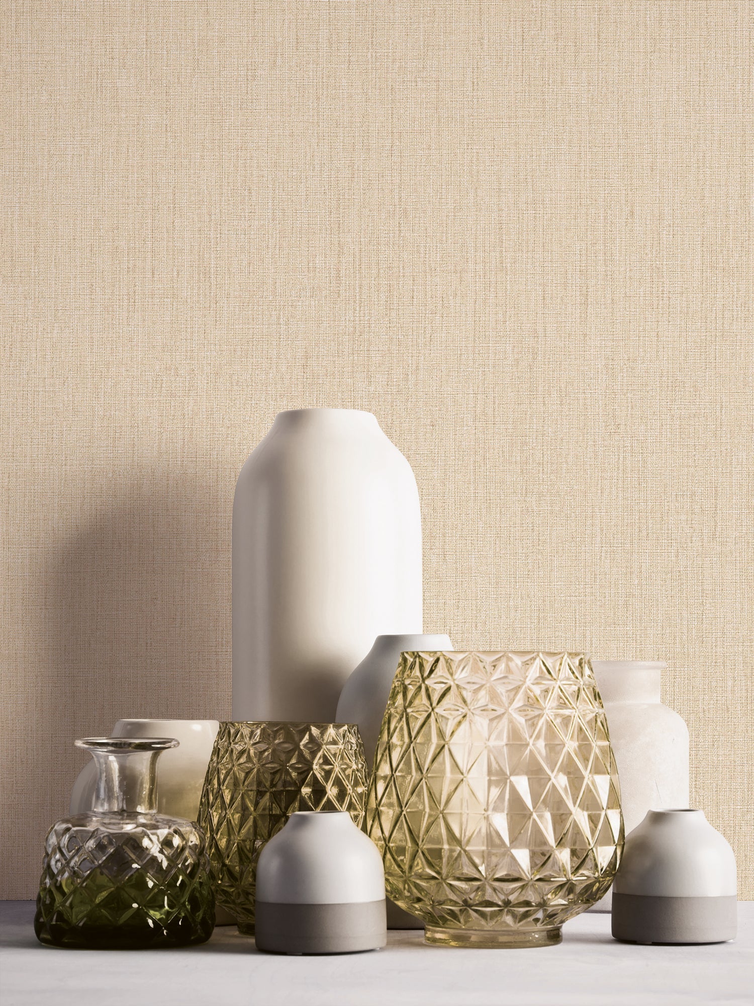 Hochwertige Vliestapete Beige Unitapete
