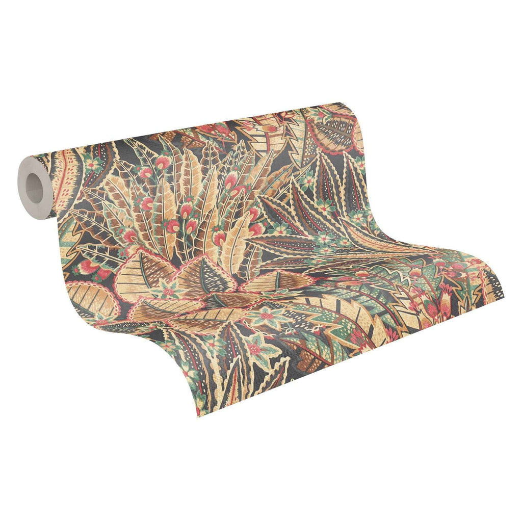 Hochwertige Vliestapete Braun Floral