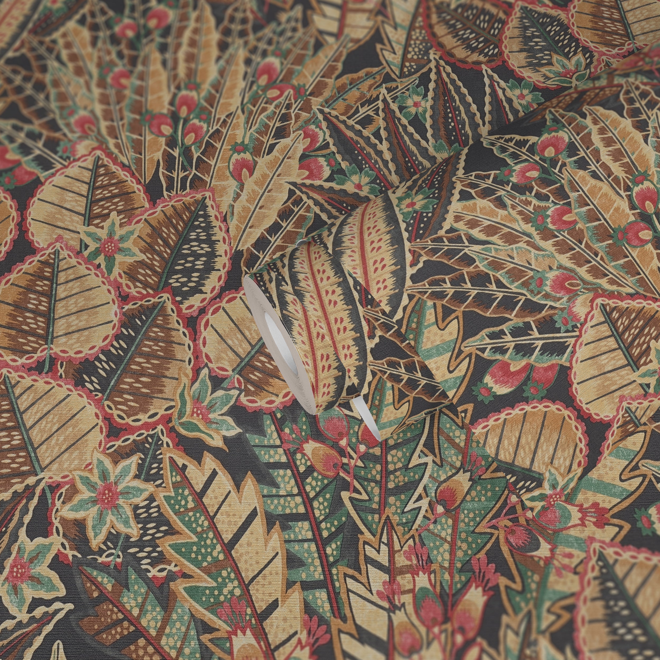 Hochwertige Vliestapete Braun Floral