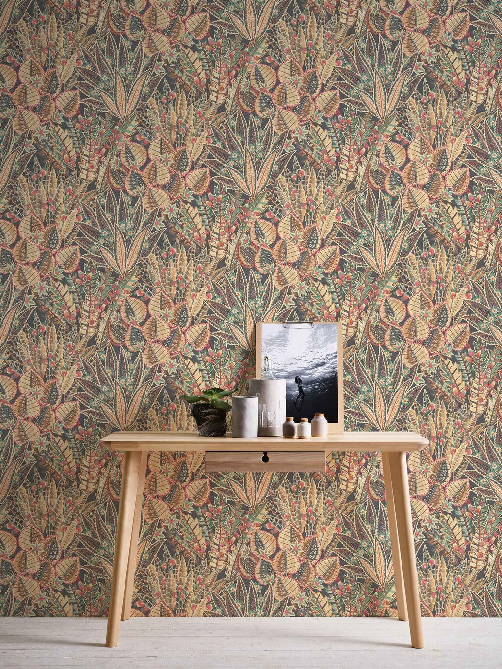 Hochwertige Vliestapete Braun Floral