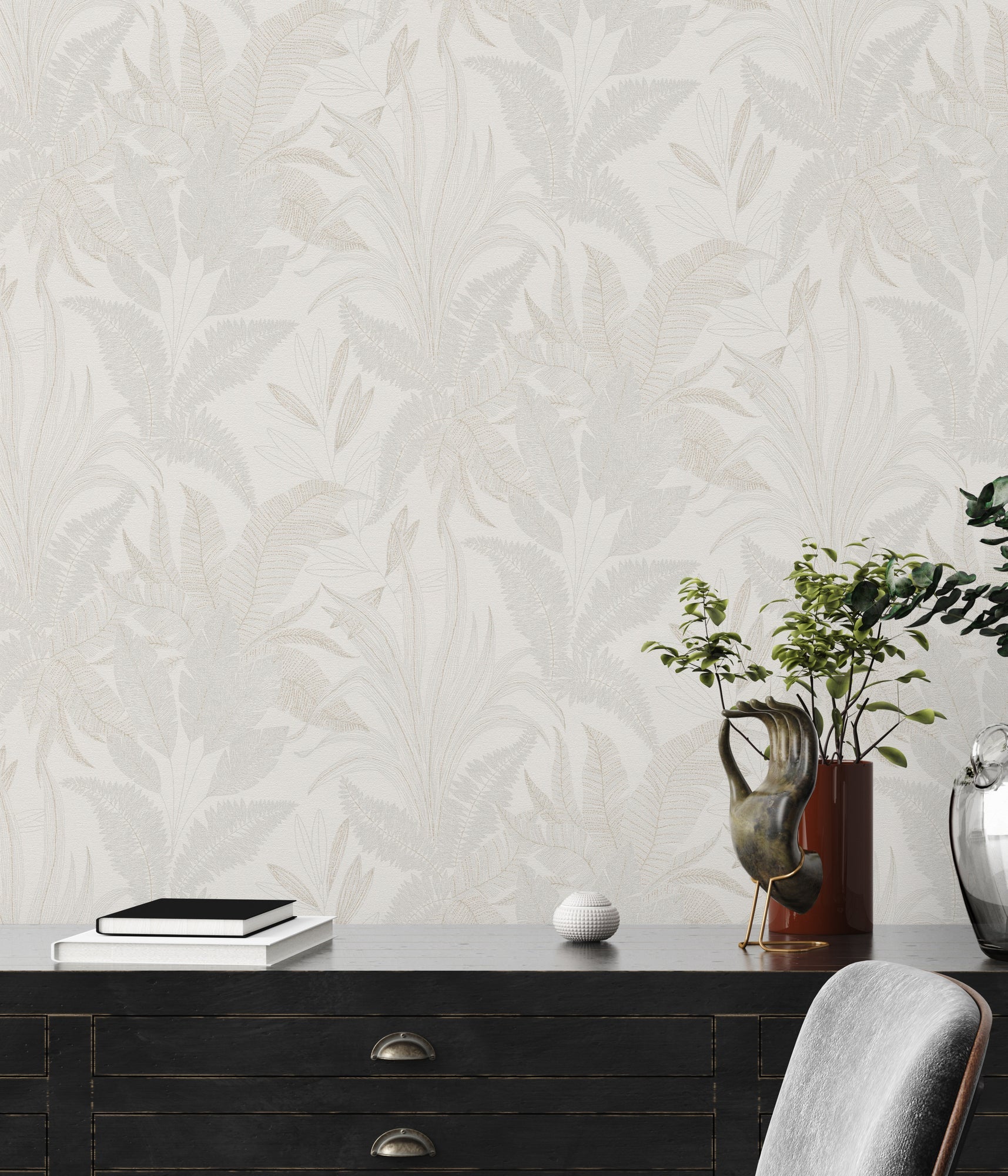 Hochwertige Vliestapete Creme Floral