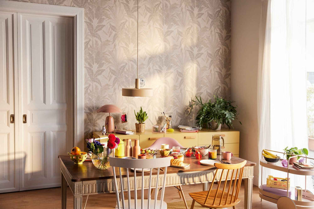 Hochwertige Vliestapete Beige Floral