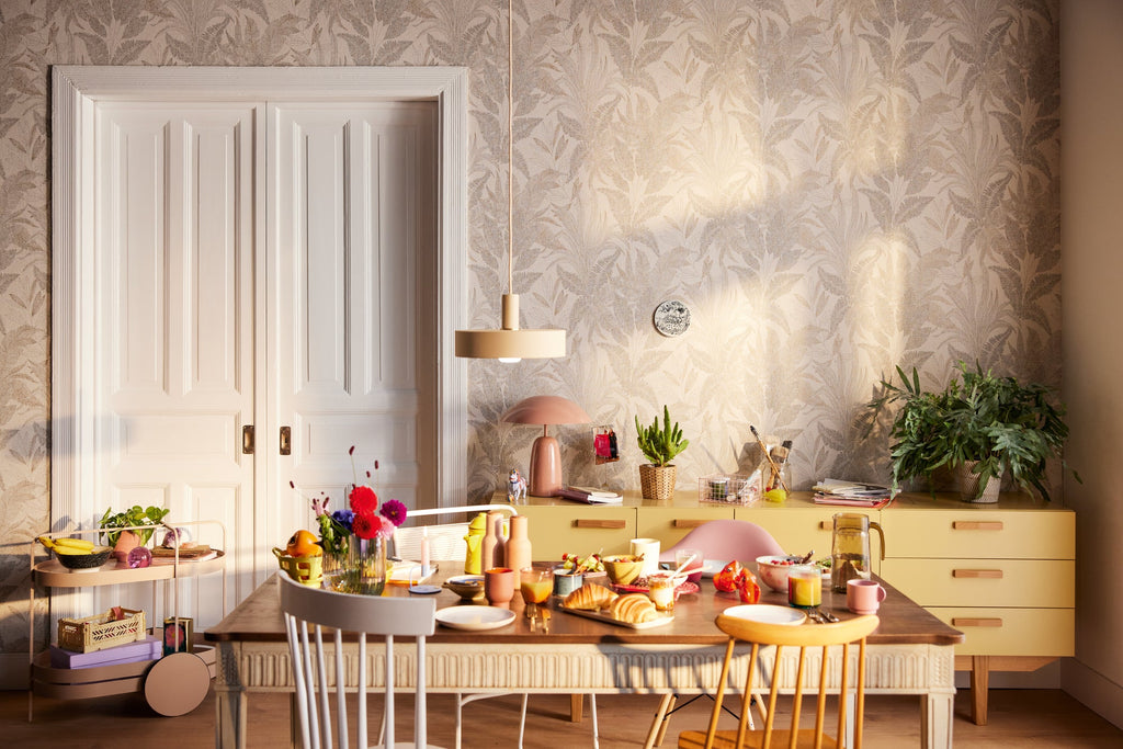 Hochwertige Vliestapete Beige Floral