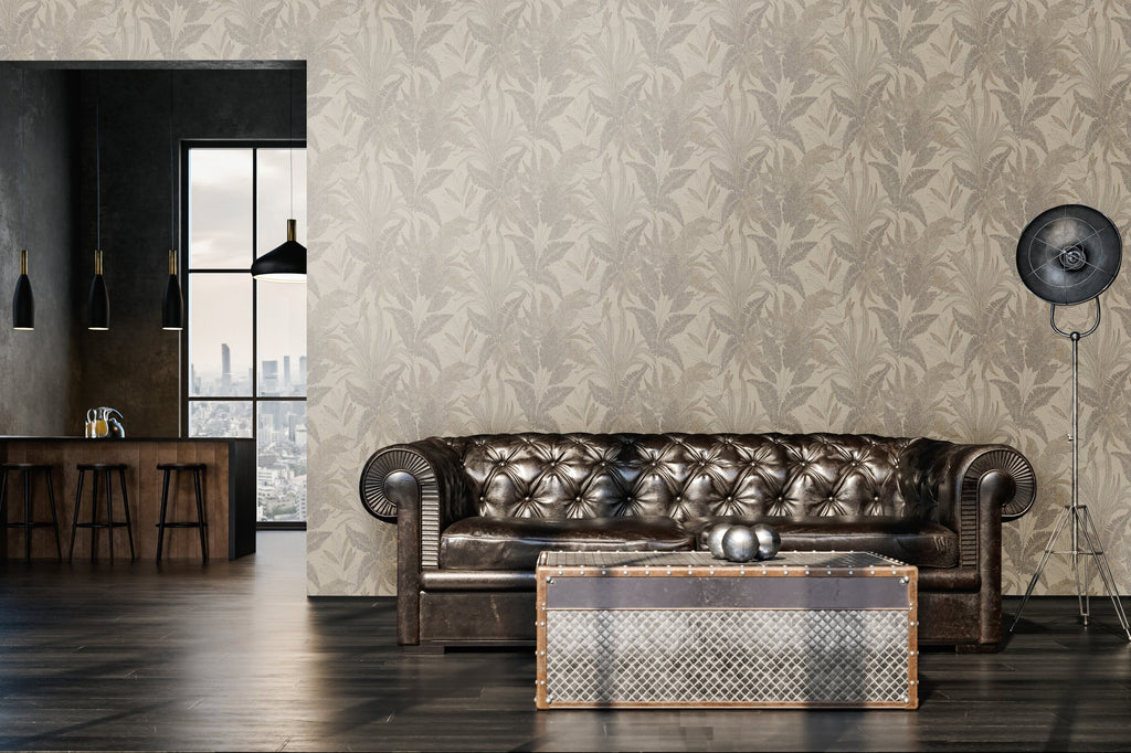 Hochwertige Vliestapete Beige Floral