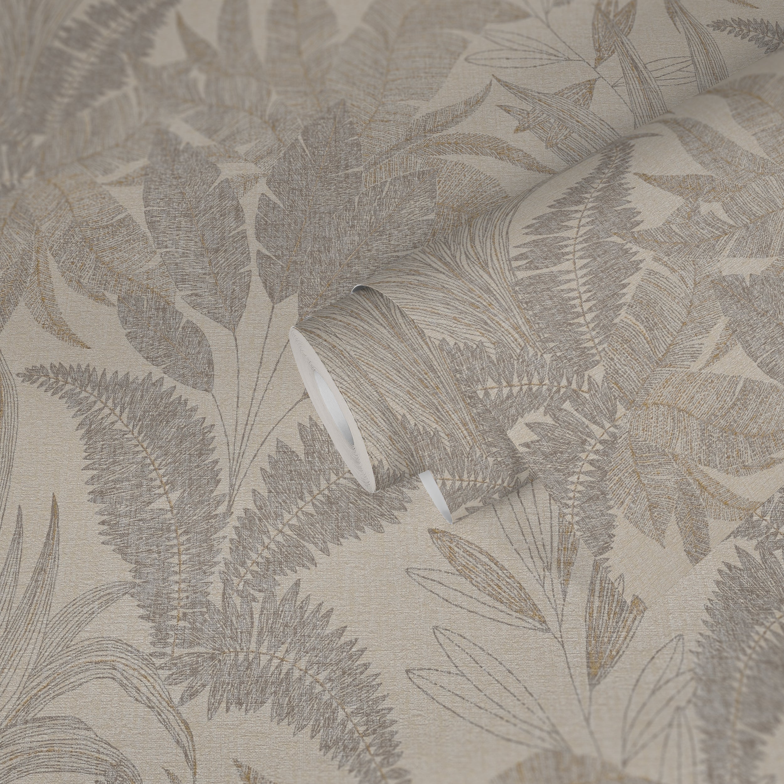 Hochwertige Vliestapete Beige Floral