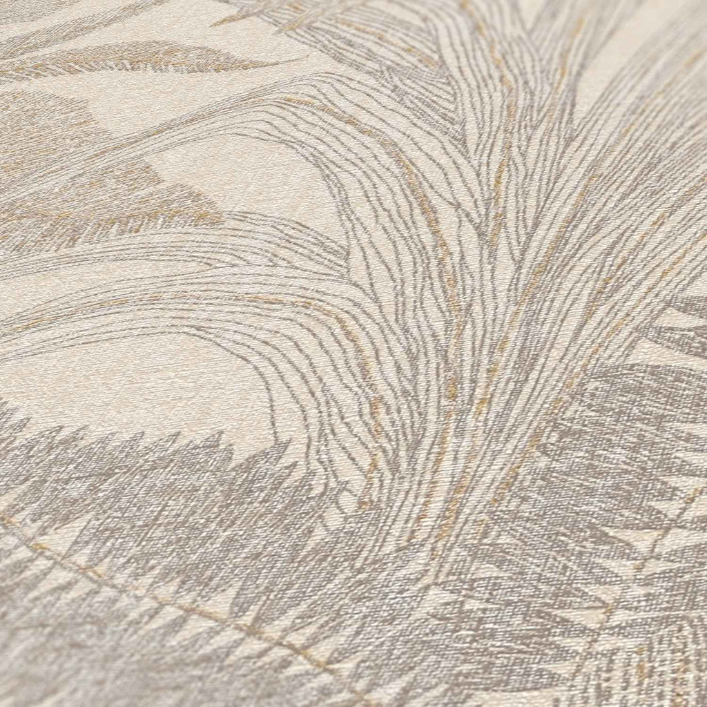 Hochwertige Vliestapete Beige Floral