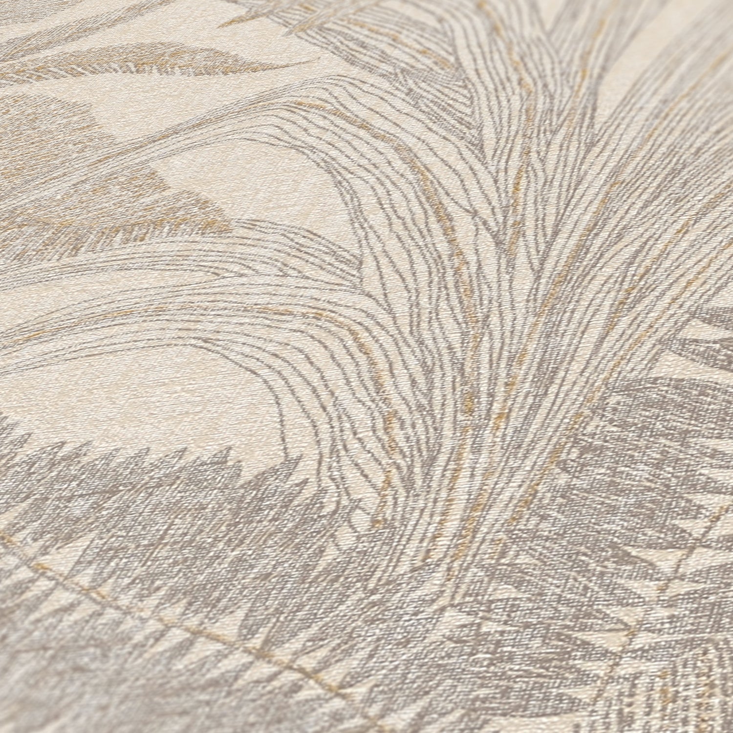 Hochwertige Vliestapete Beige Floral