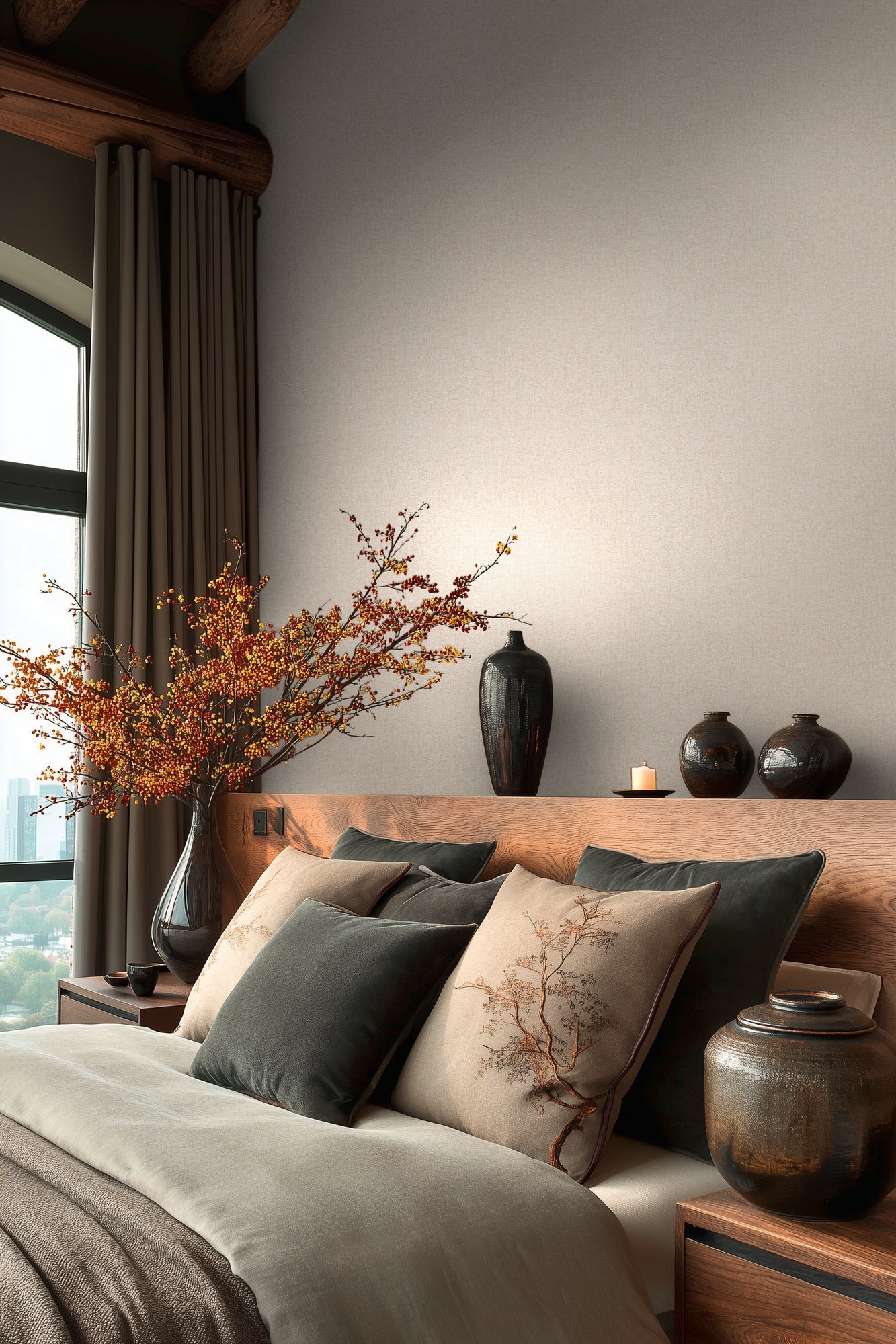 Hochwertige Vliestapete Beige Unitapete