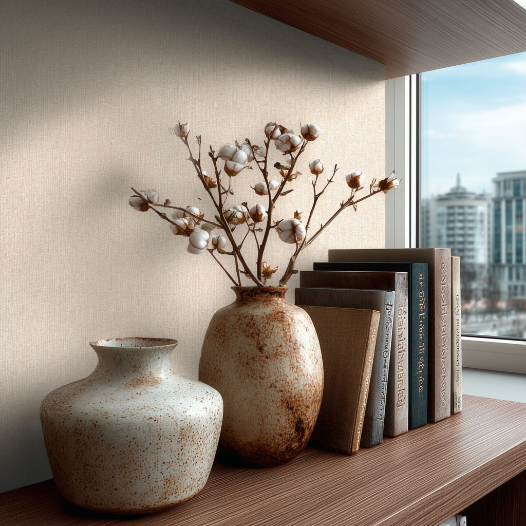 Hochwertige Vliestapete Beige Unitapete