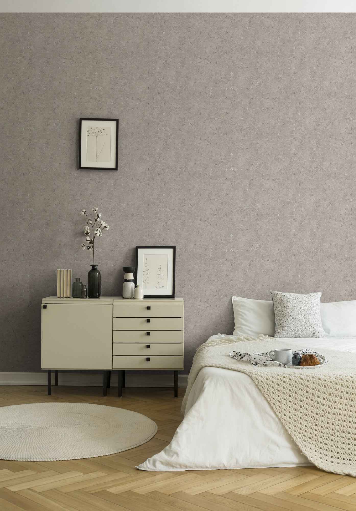 Hochwertige Vliestapete Beige Geometrisch