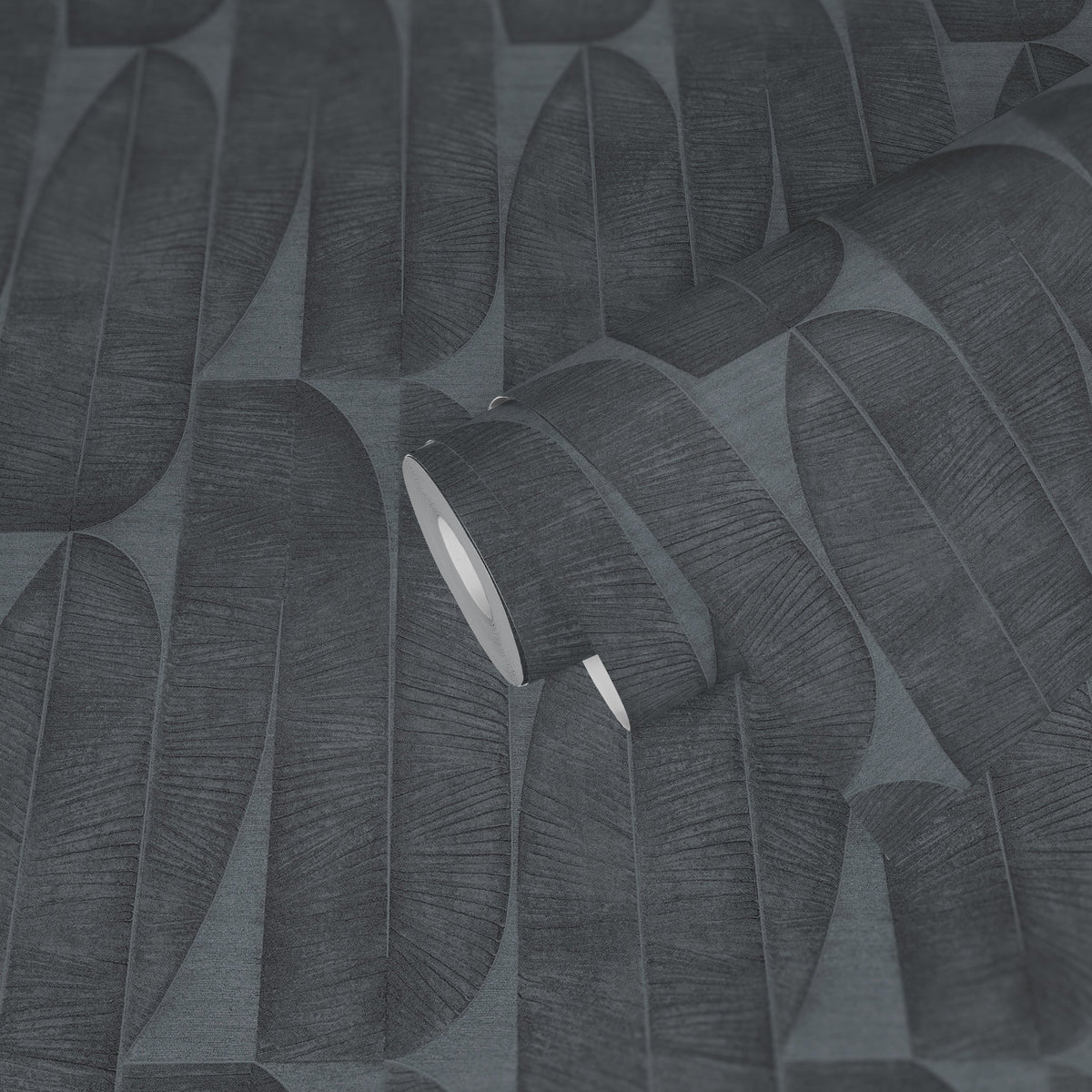 Papel pintado tejido no tejido negro diseño floral - Matex - Imagen 1