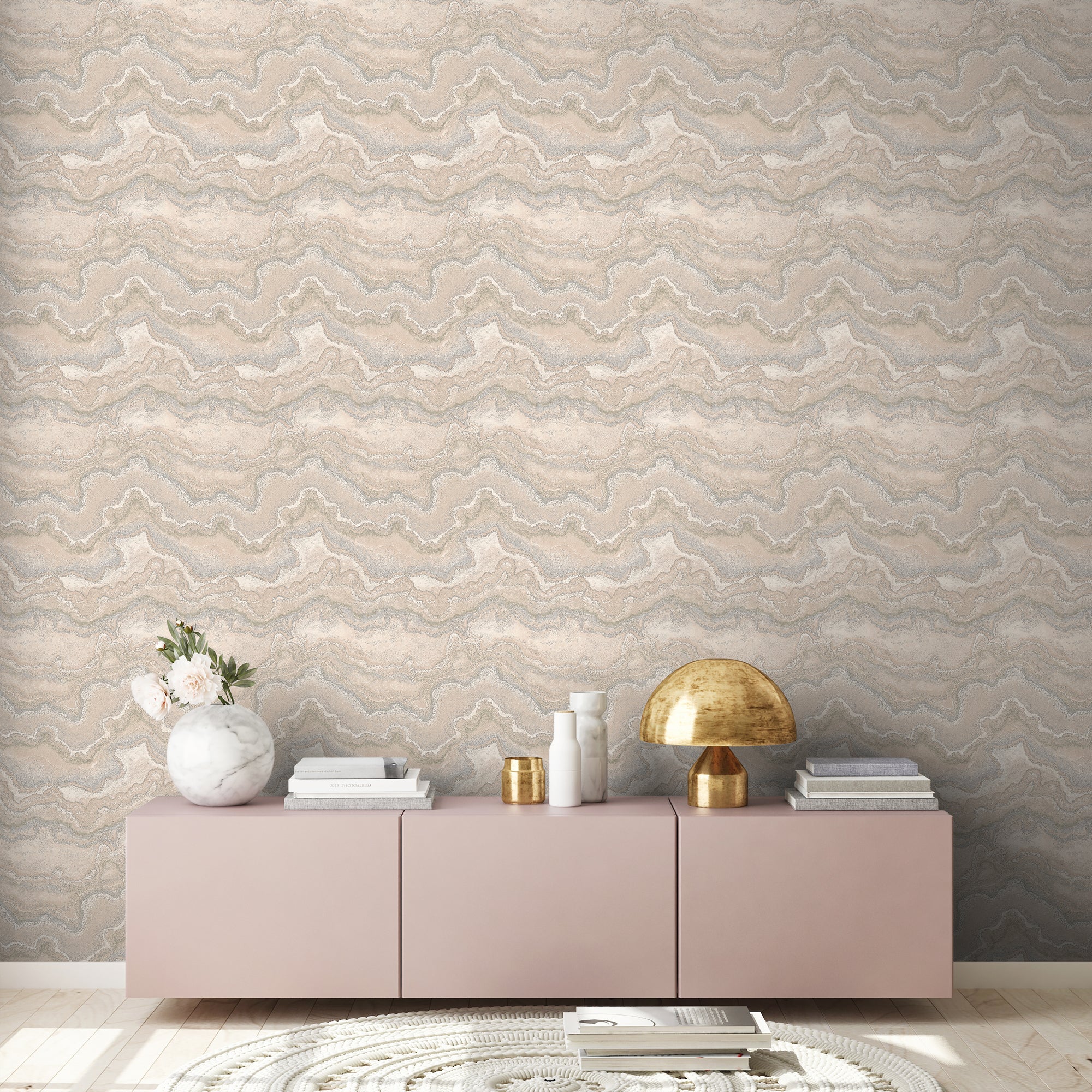 Hochwertige Vliestapete Beige Marmor