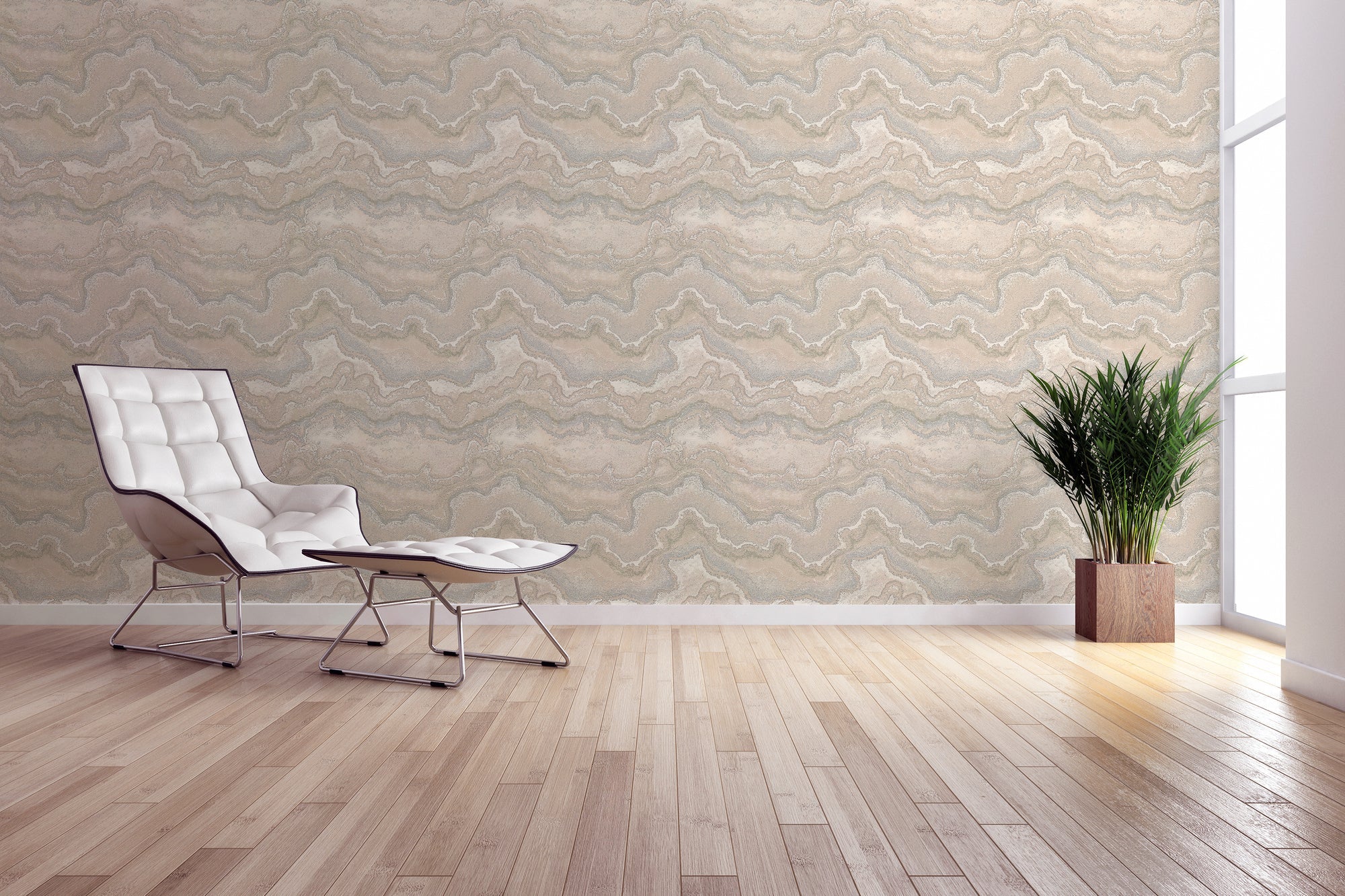 Hochwertige Vliestapete Beige Marmor