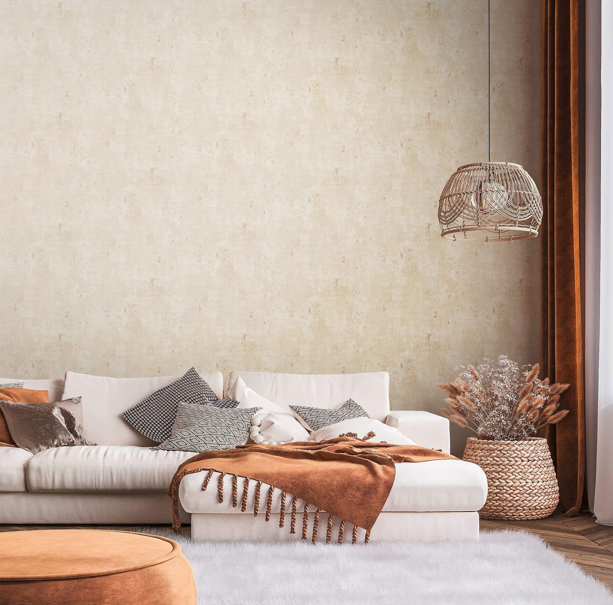 Hochwertige Vliestapete Beige Struktur