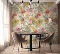 Hochwertige Fototapete Beige Blumenmuster