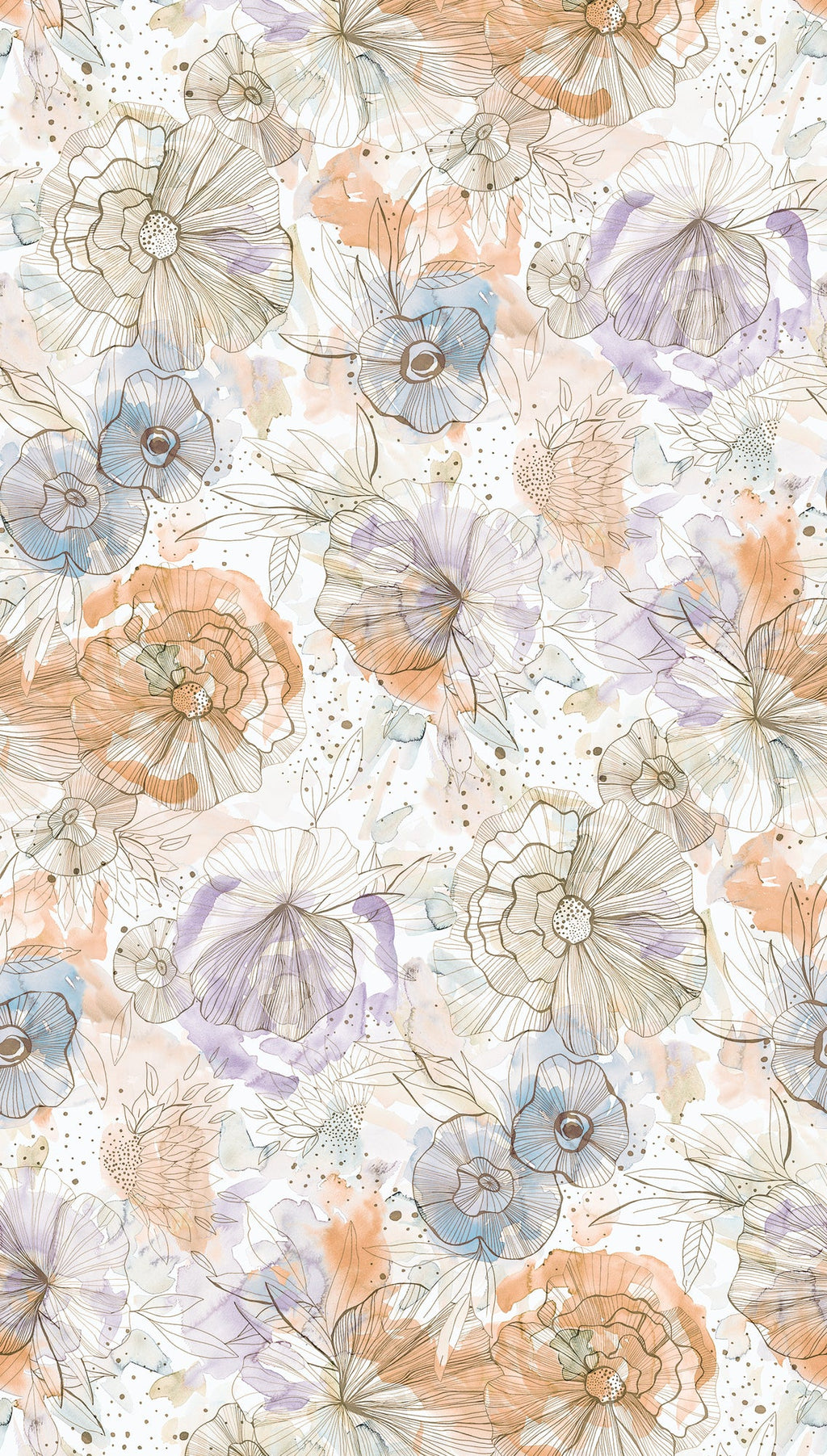 Hochwertige Fototapete Beige Blumenmuster