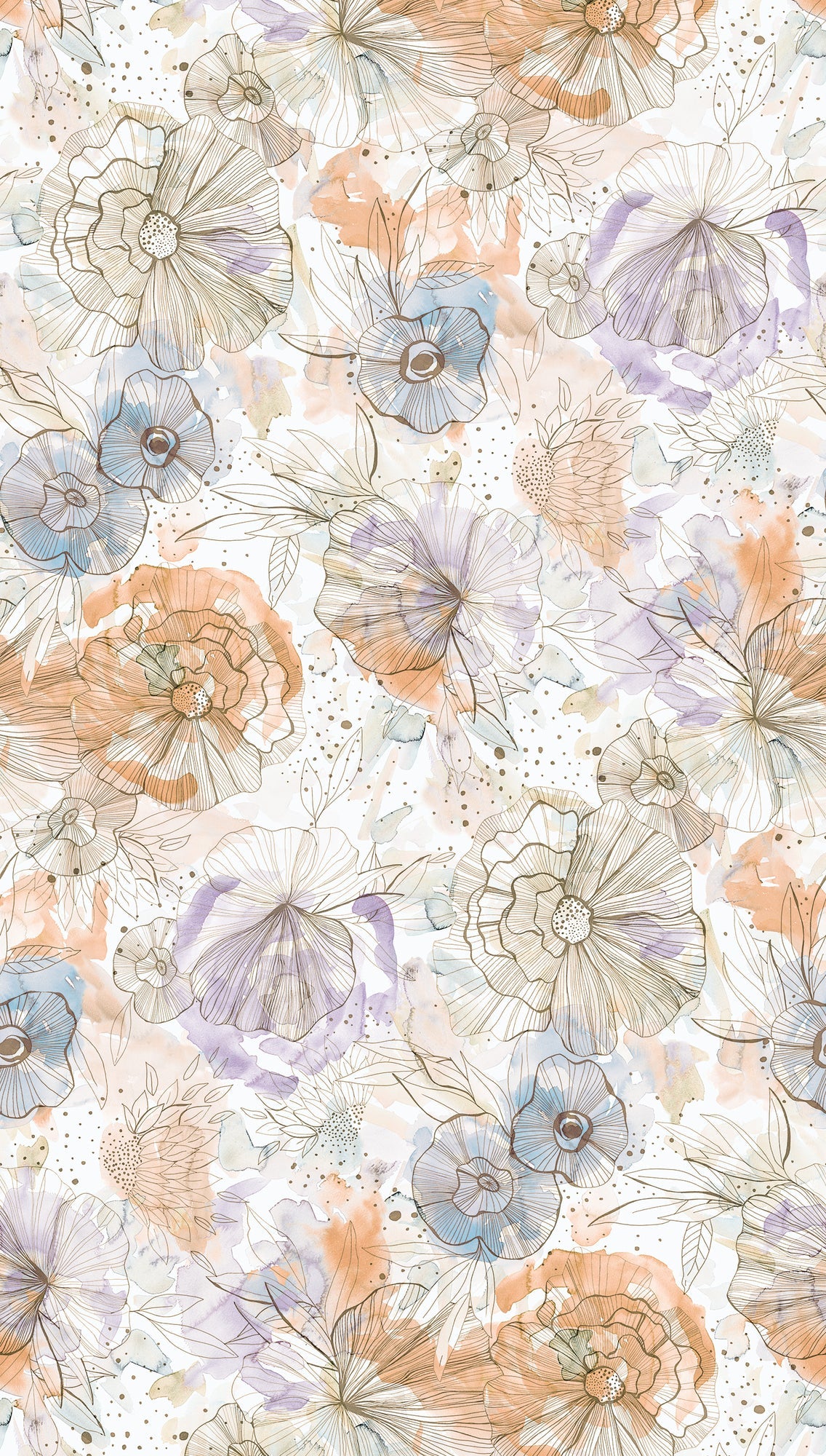 Hochwertige Fototapete Beige Blumenmuster