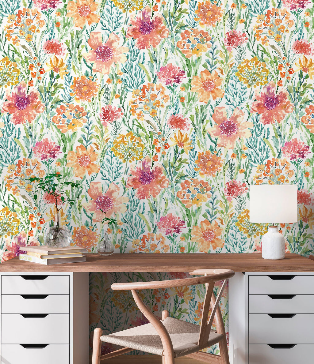 Hochwertige Vliestapete Bunt Blumenmuster