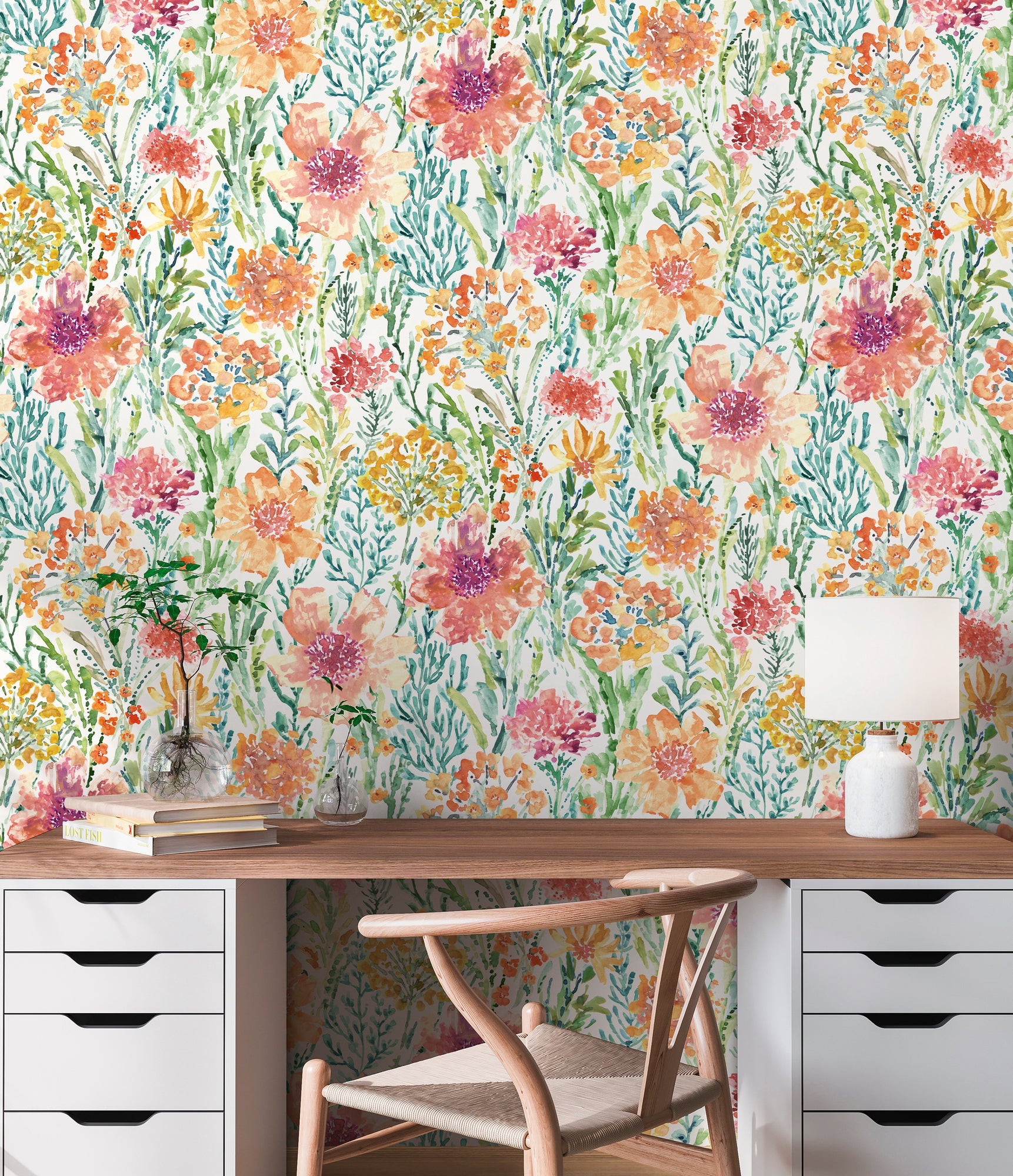Hochwertige Vliestapete Bunt Blumenmuster