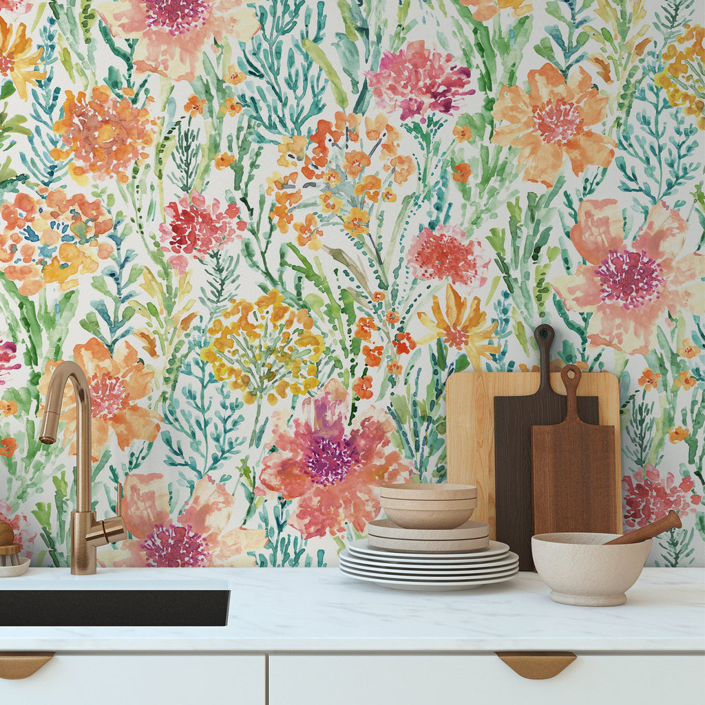 Hochwertige Vliestapete Bunt Blumenmuster