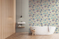 Papel pintado tejido no tejido azul diseño estampado floral - Matex - Imagen 1