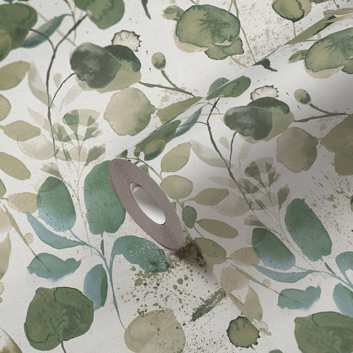 Papel pintado tejido no tejido verde diseño floral - Matex - Imagen 2