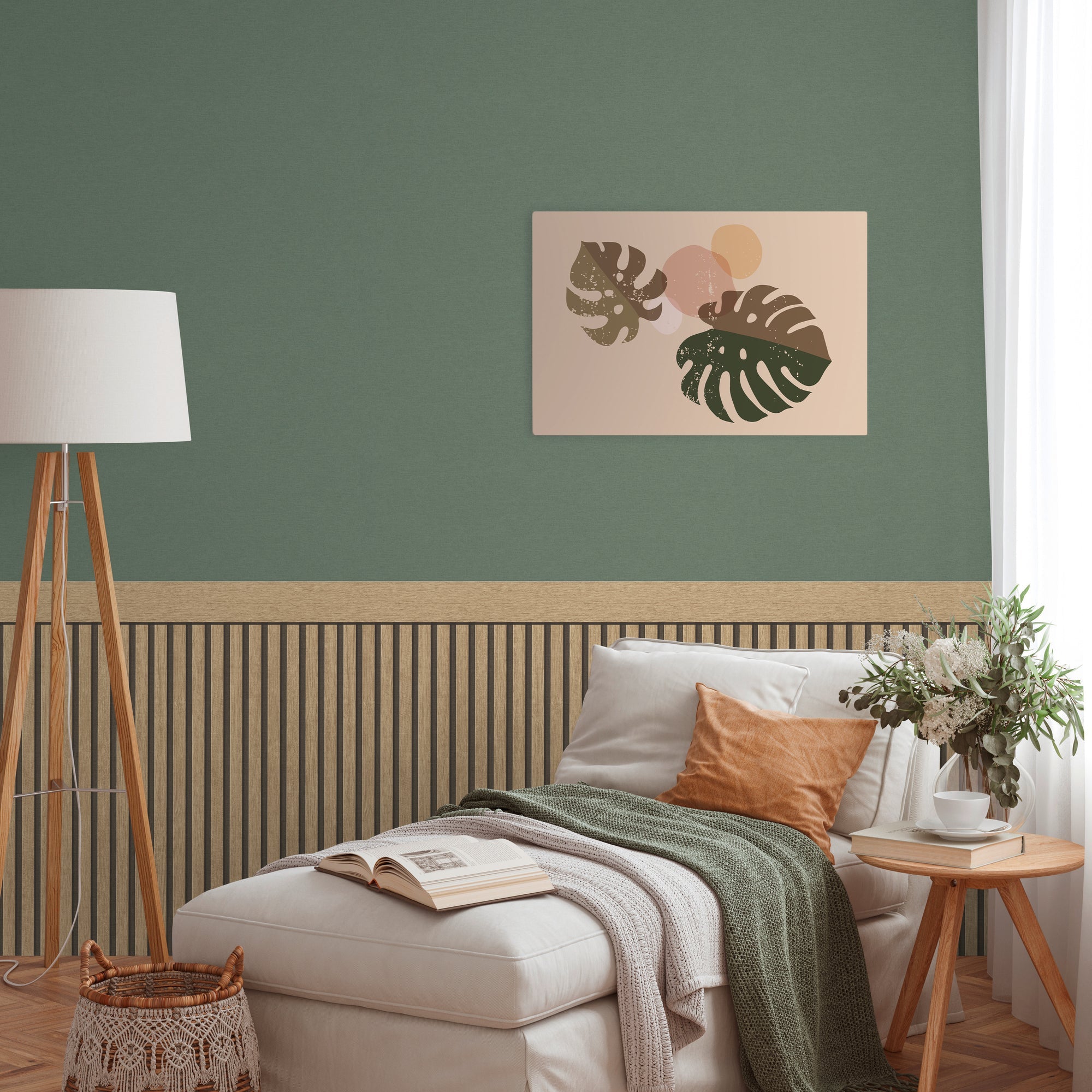 Hochwertige Vliestapete Beige Holzoptik