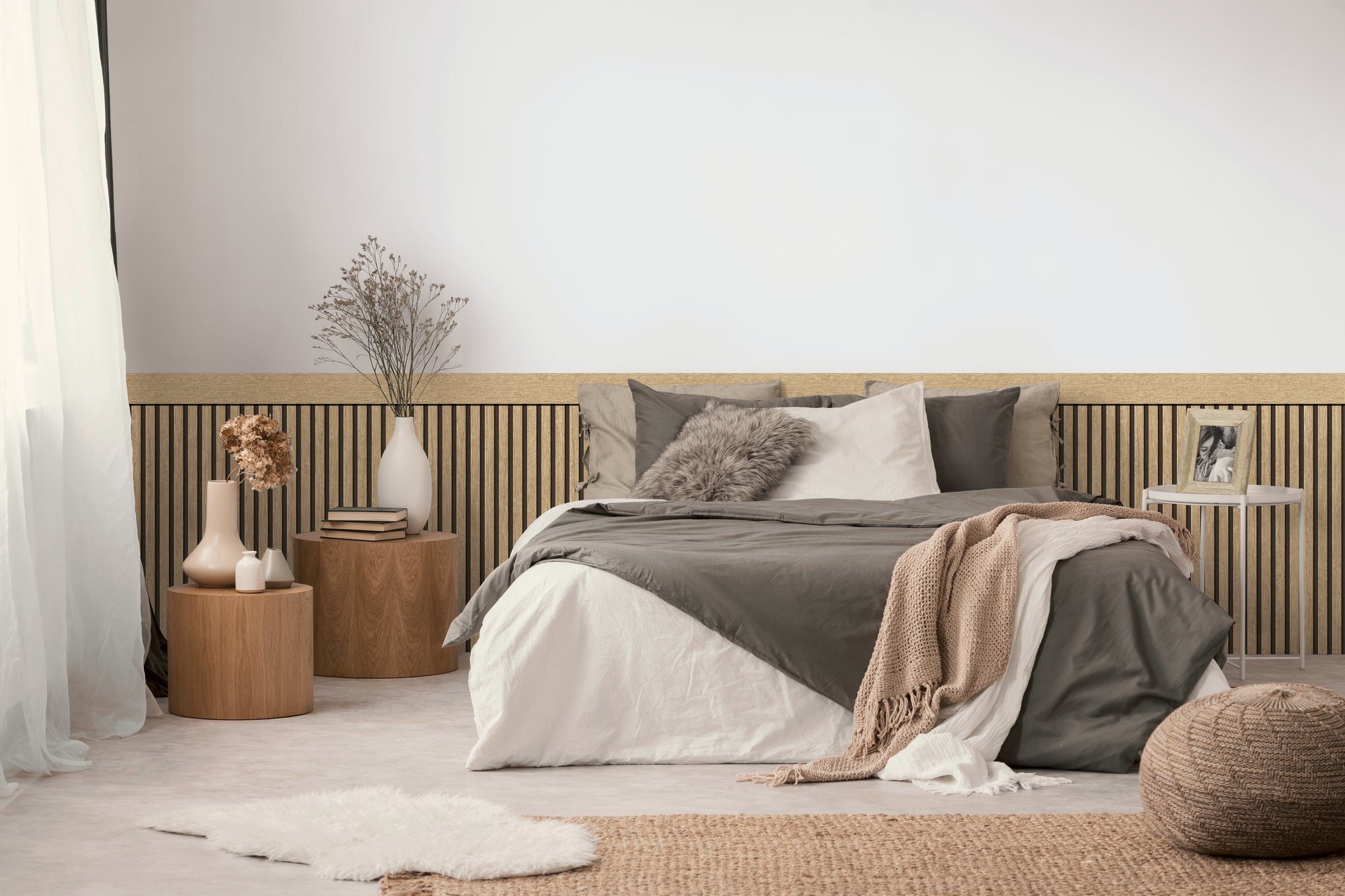 Hochwertige Vliestapete Beige Holzoptik