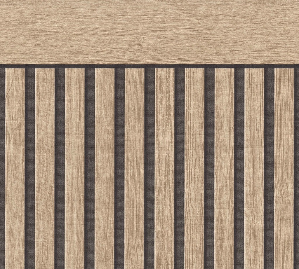 Hochwertige Vliestapete Beige Holzoptik
