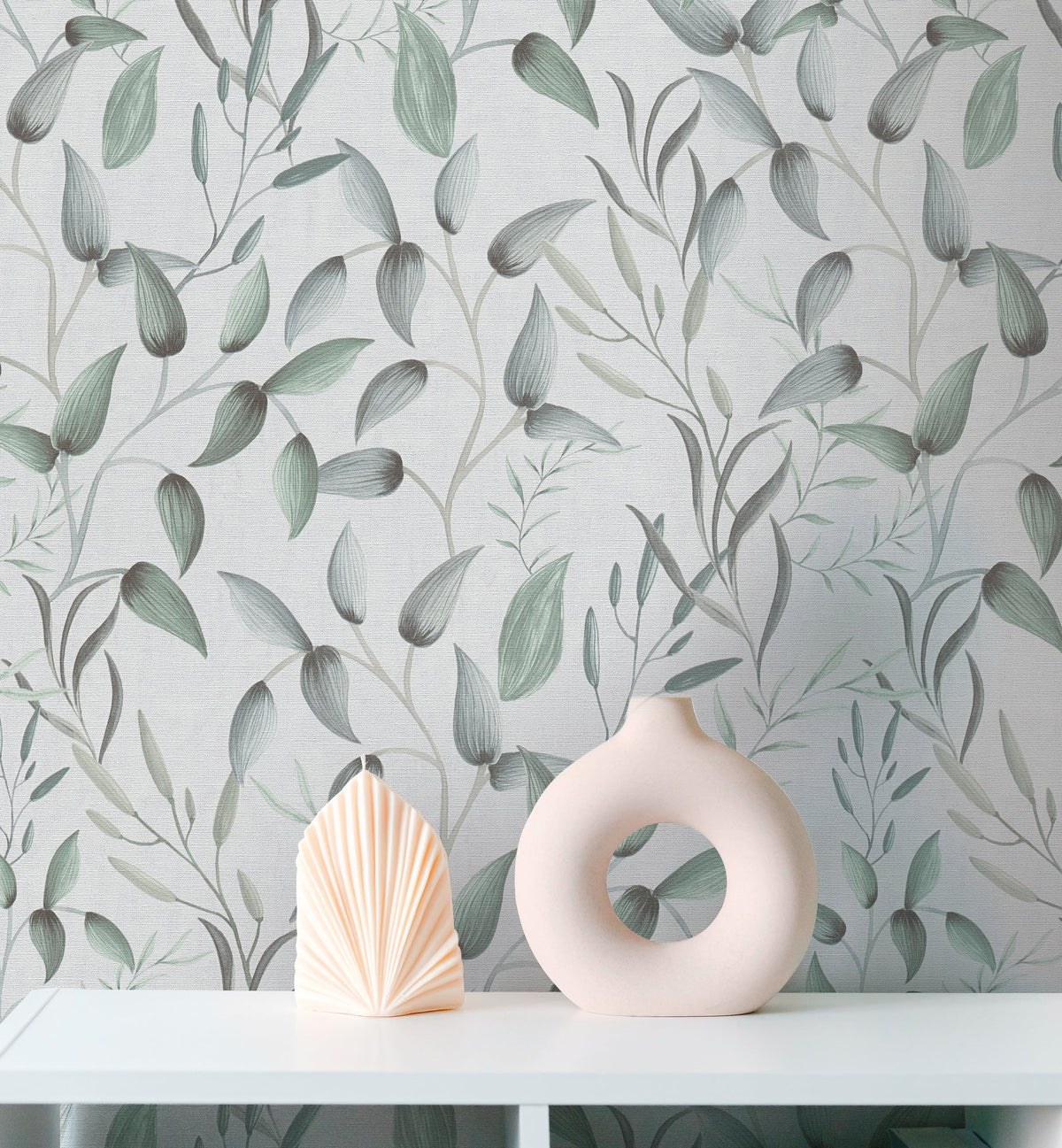 Papel pintado tejido no tejido verde diseño hojas - Matex - Imagen 3