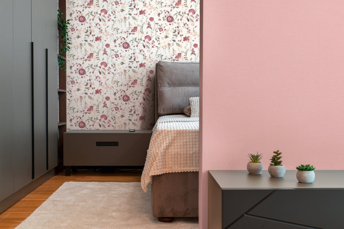 Papel pintado tejido no tejido blanco diseño floral - Matex - Imagen 1