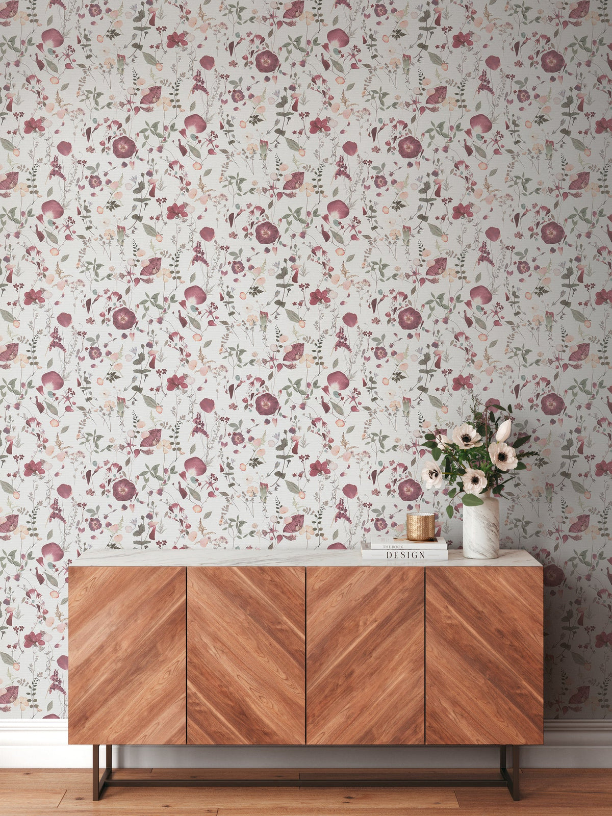 Papel pintado tejido no tejido blanco diseño floral - Matex - Imagen 2
