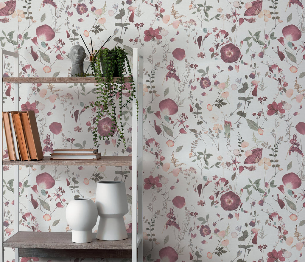 Hochwertige Vliestapete Weis Floral