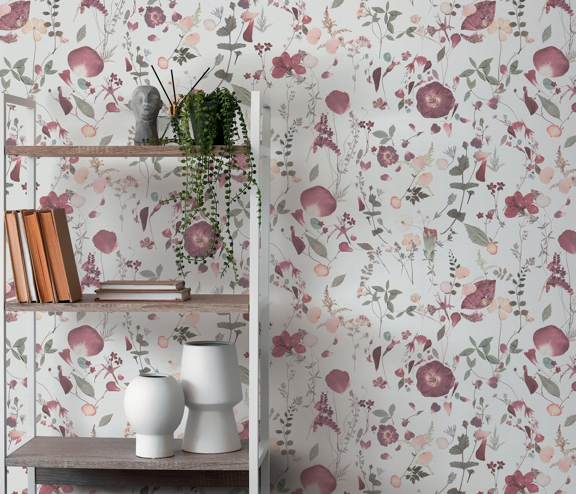 Hochwertige Vliestapete Weis Floral