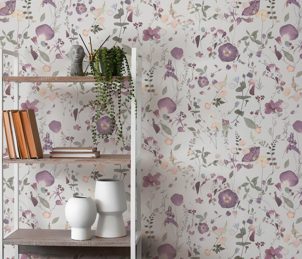 Hochwertige Vliestapete Violett Floral